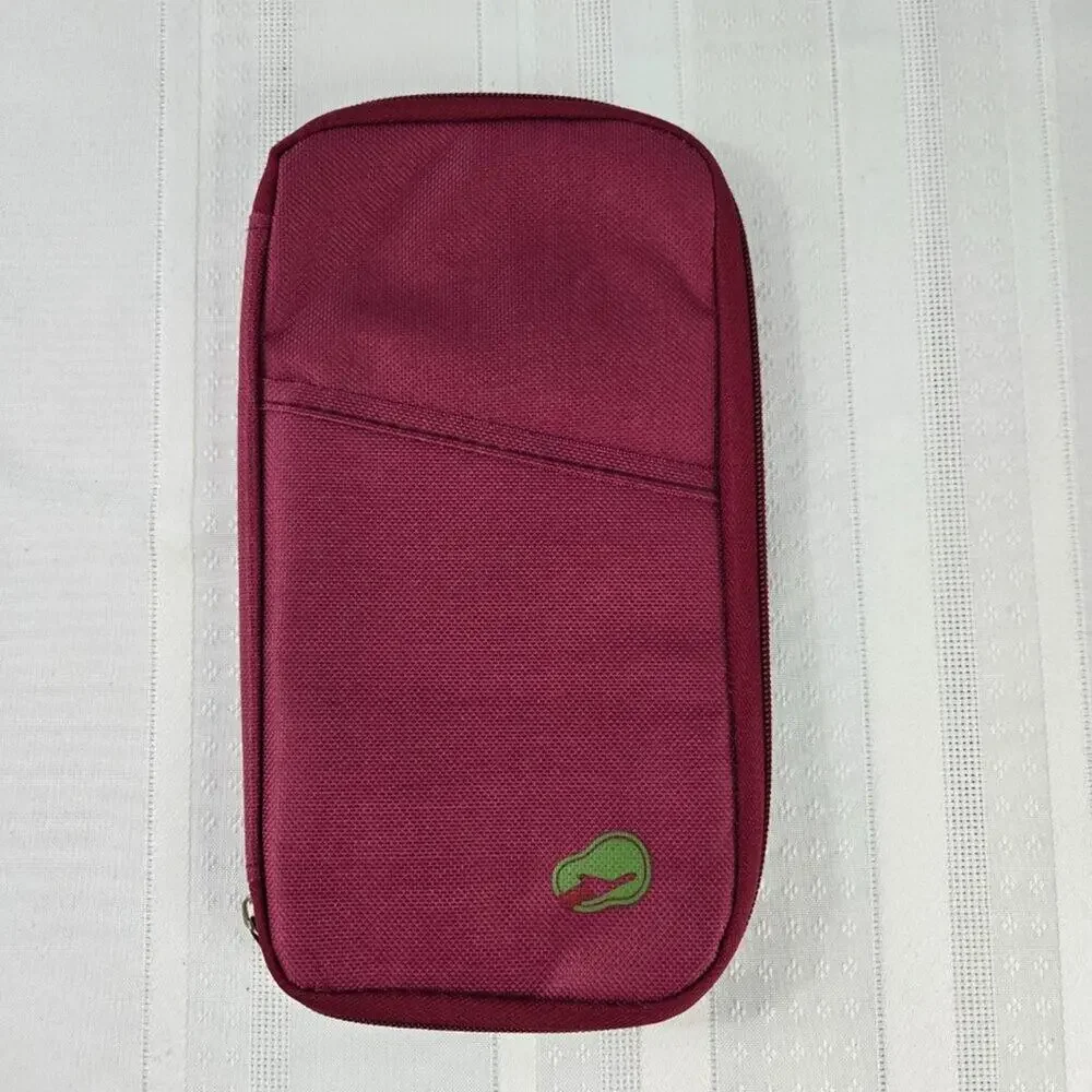 Family Travel Passport RFID Blocking Wallet Document Holder Organizer Case-Wine